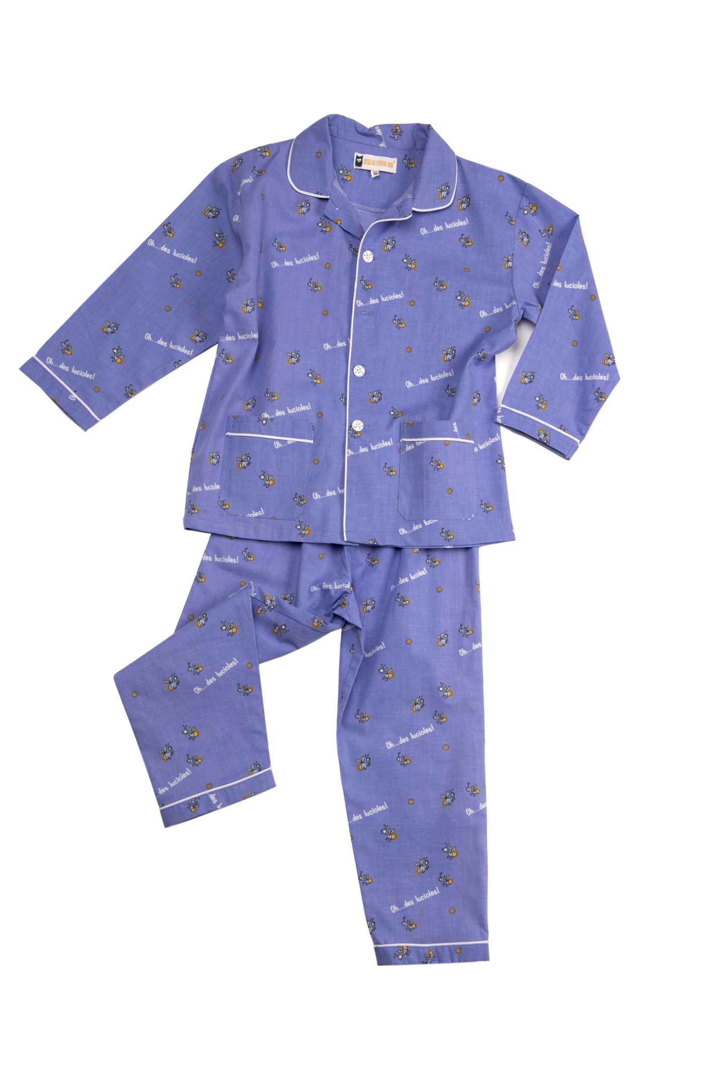 Lange popeline pyjama voor kinderen voor de zomer