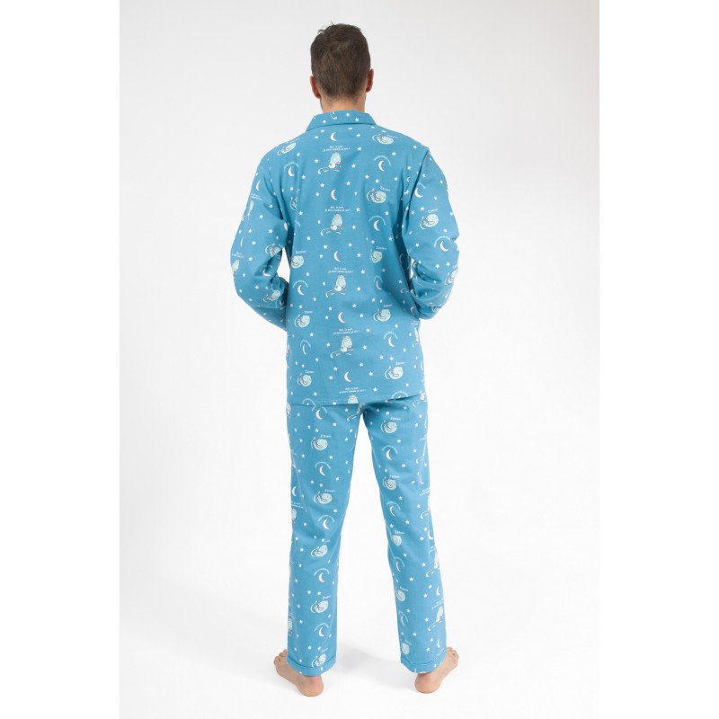 als resultaat shit gemakkelijk Lange flanellen winterpyjama voor mannen nachtblauw met Slaapmuisjes