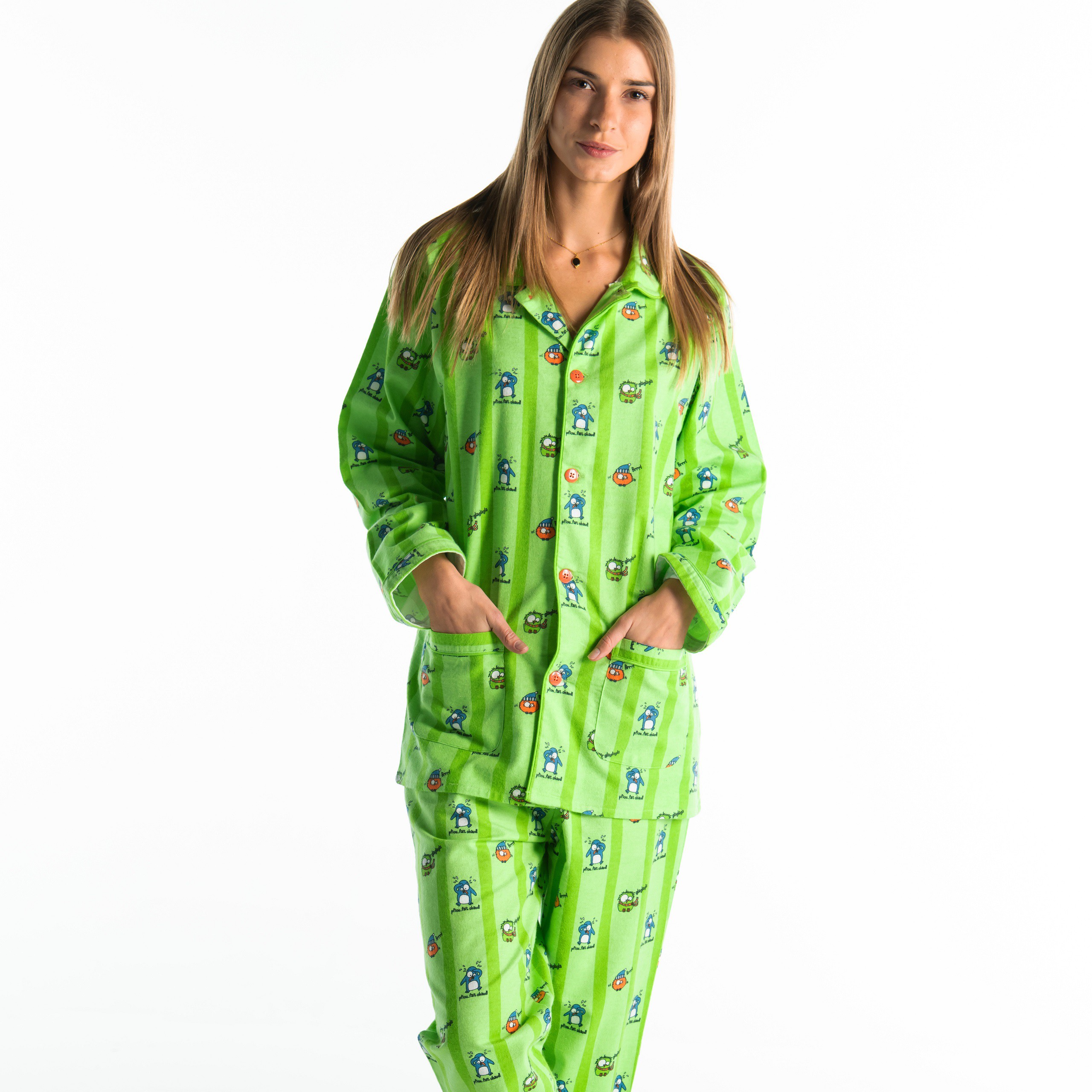 Pyjama d'hiver long pour femme en flanelle PINGOUIN