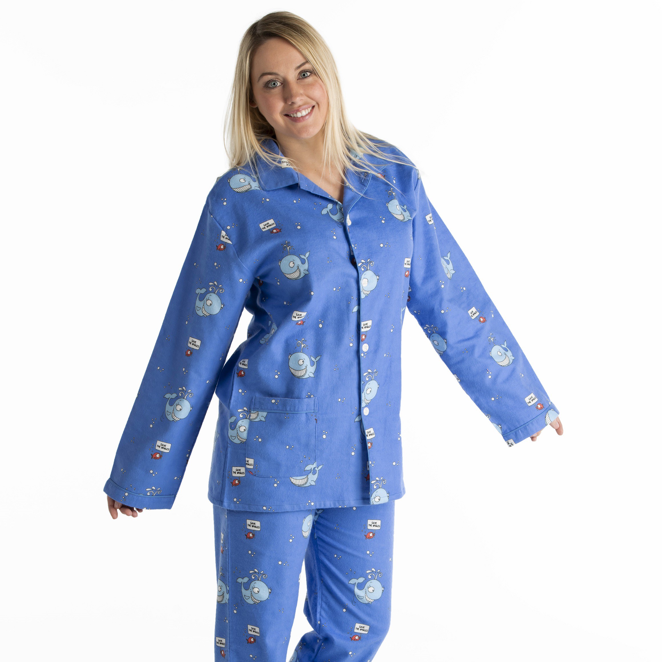 Pyjama d'hiver long pour femme en flanelle BALEINE