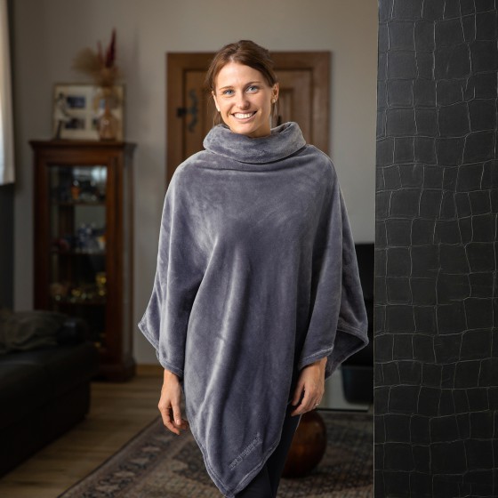 Poncho GRIJS voor dames en meisjes