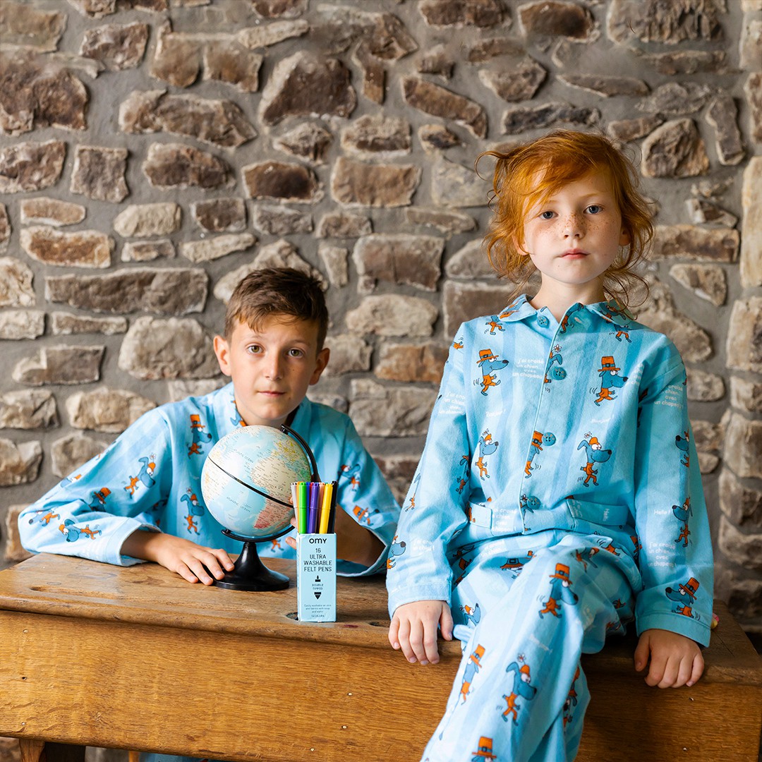 Grit Array syndroom Lange flanellen winterpyjama voor kinderen CHIEN/CHAPEAU (Hond/Hoed)