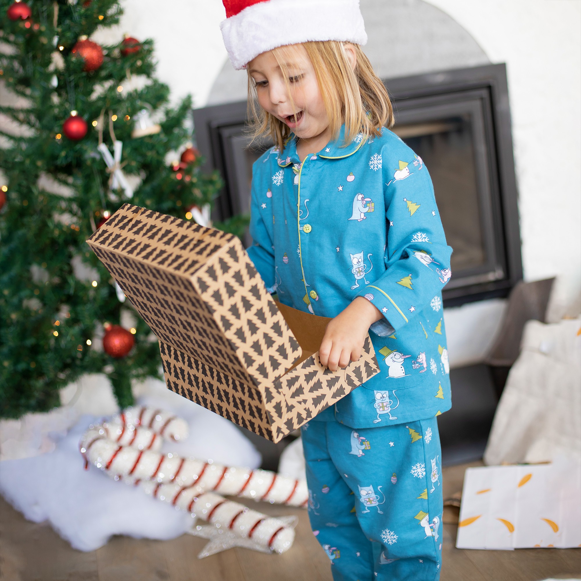 reflecteren landheer snelweg Lange flanellen winterpyjama voor kinderen Cadeautjes voor de Kerst