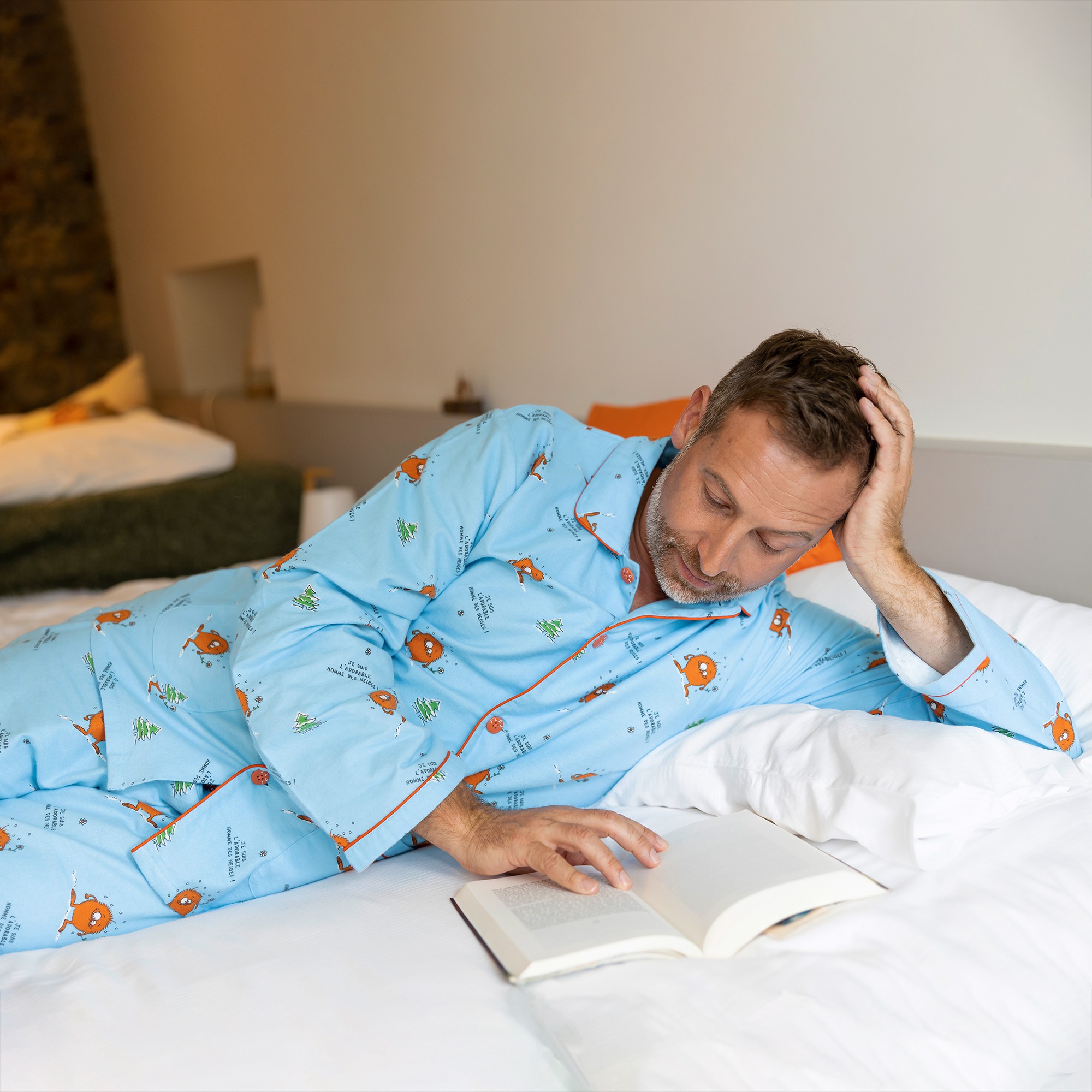 Pyjama homme en flanelle pour l'hiver ADORABLE HOMME DE NEIGE