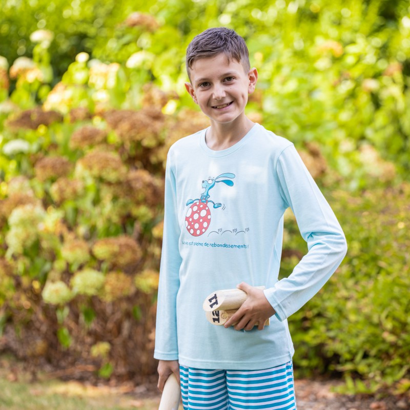 Lange pyjama voor jongens en meisjes met SPRINGEND KONIJN