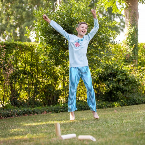 Lange pyjama voor jongens en meisjes met SPRINGEND KONIJN