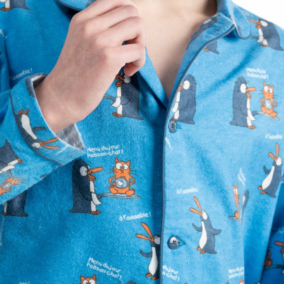 Flanellen pyjama voor kinderen Kat en Vis