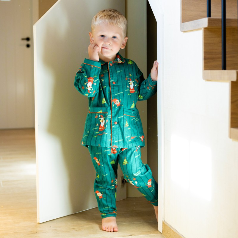 Pyjama d'hiver en flanelle pour enfants Lutins de Noël