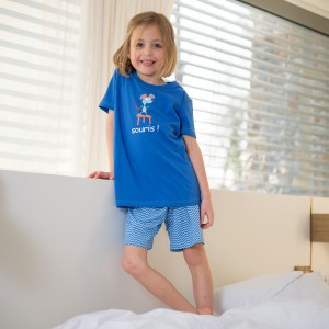 PYJAMA jersey enfant court bleu SOURIS