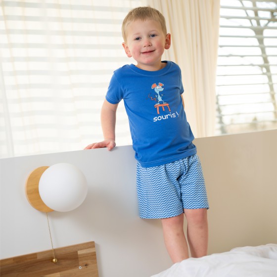 Blauwe pyjashort voor kinderen MUISJE.