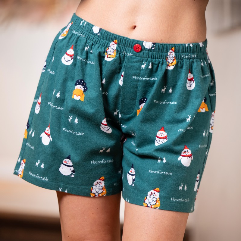 Groene Flanellen BOXERSHORT voor vrouwen FLOCONFORTABLE