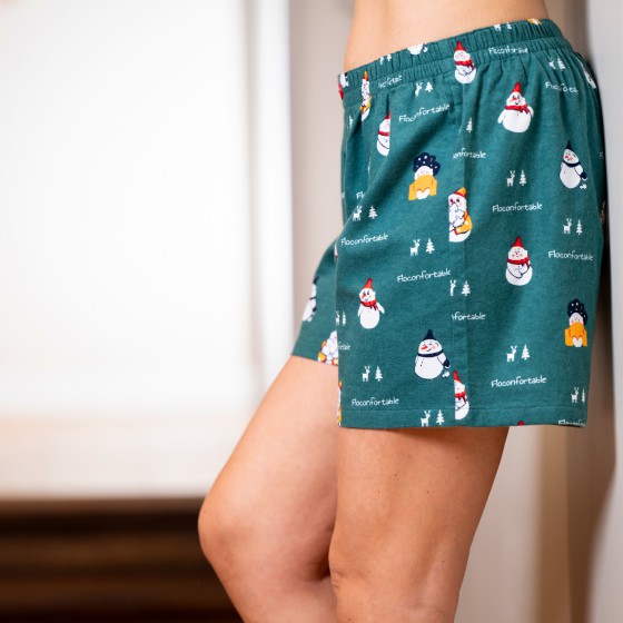 CALECON/BOXER vert flanelle femme FLOCONFORTABLE
