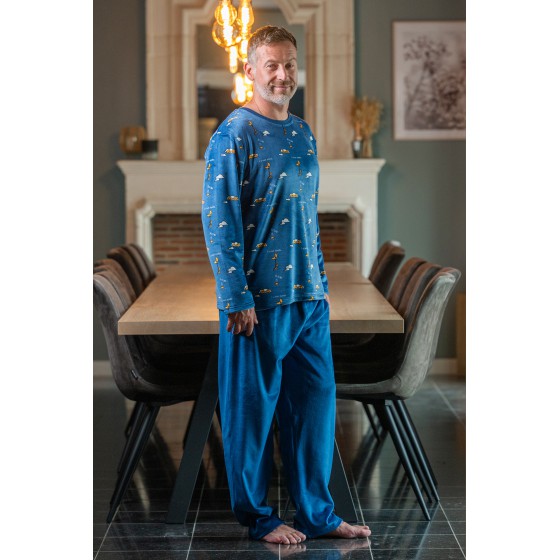Pyjama hiver polaire bleu homme LA NUIT TOMBE