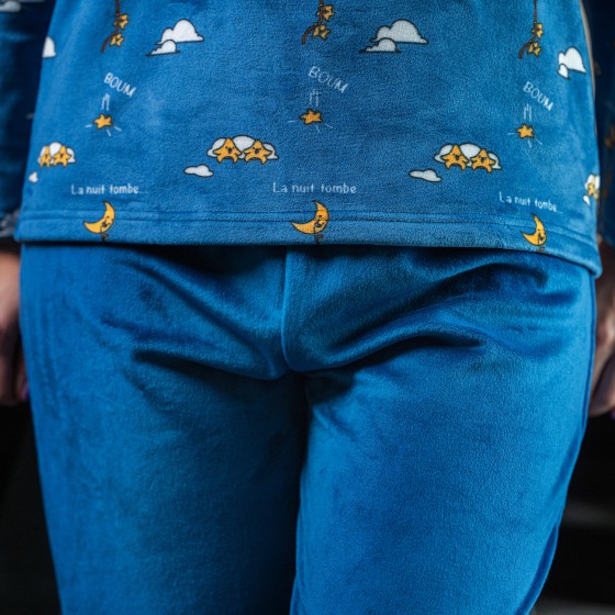Winterpyjama in fleece voor dames LA NUIT TOMBE