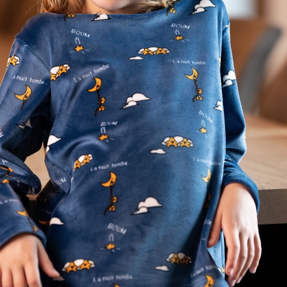 Winterpyjama in fleece voor kinderen LA NUIT TOMBE