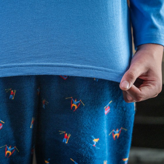 Jersey/flanellen pyjama voor kinderen SKIERS 2