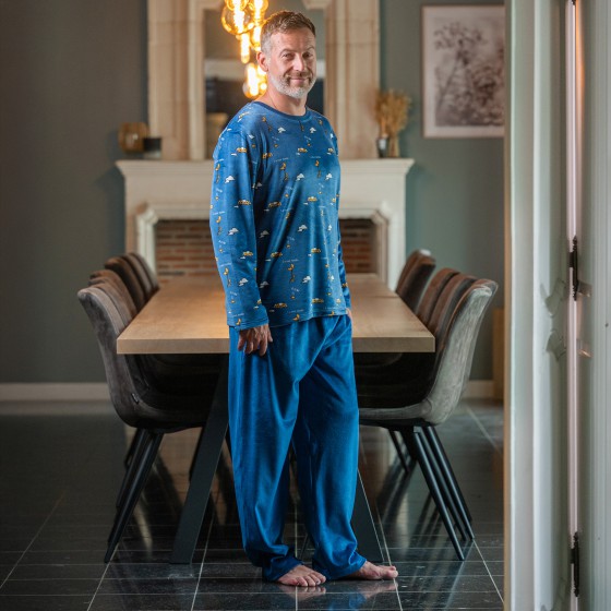 Pyjama hiver polaire bleu homme LA NUIT TOMBE